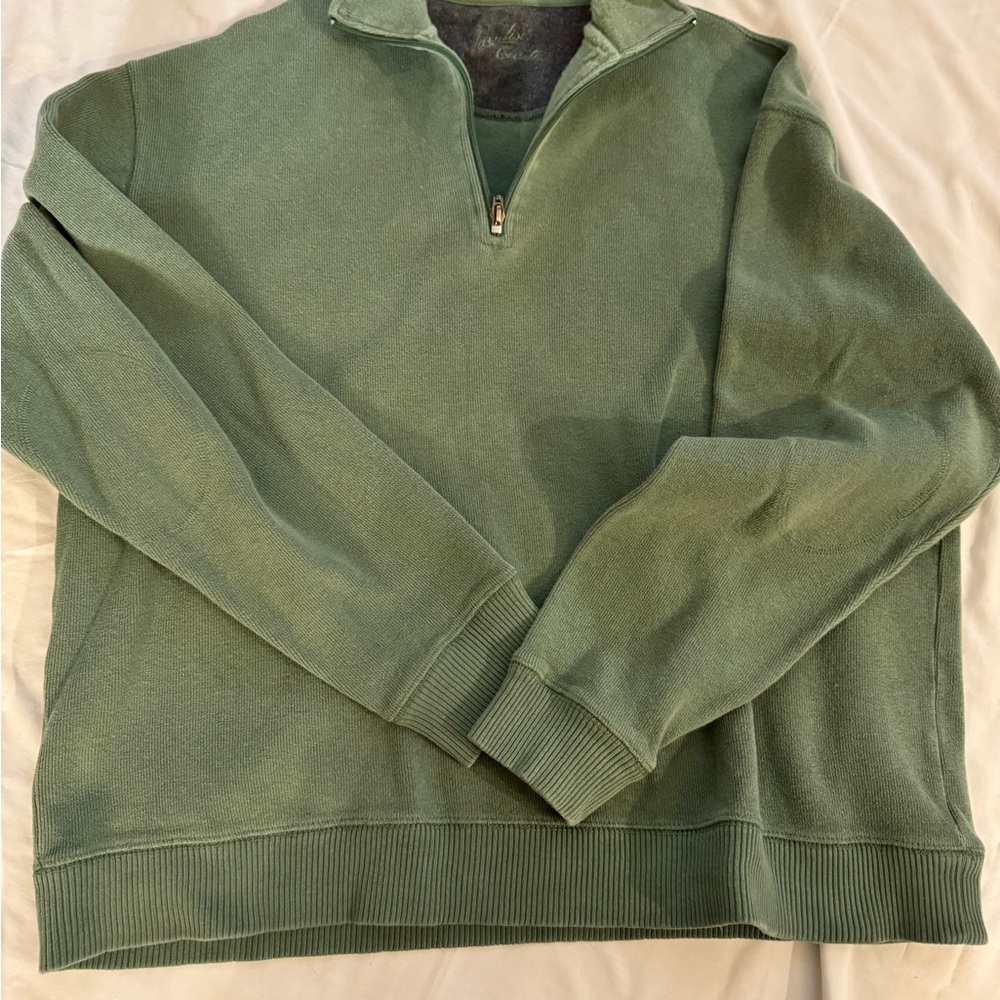 Men's Paradise Collection Pull Over Sage Green Quarter Zipper Sweater XL